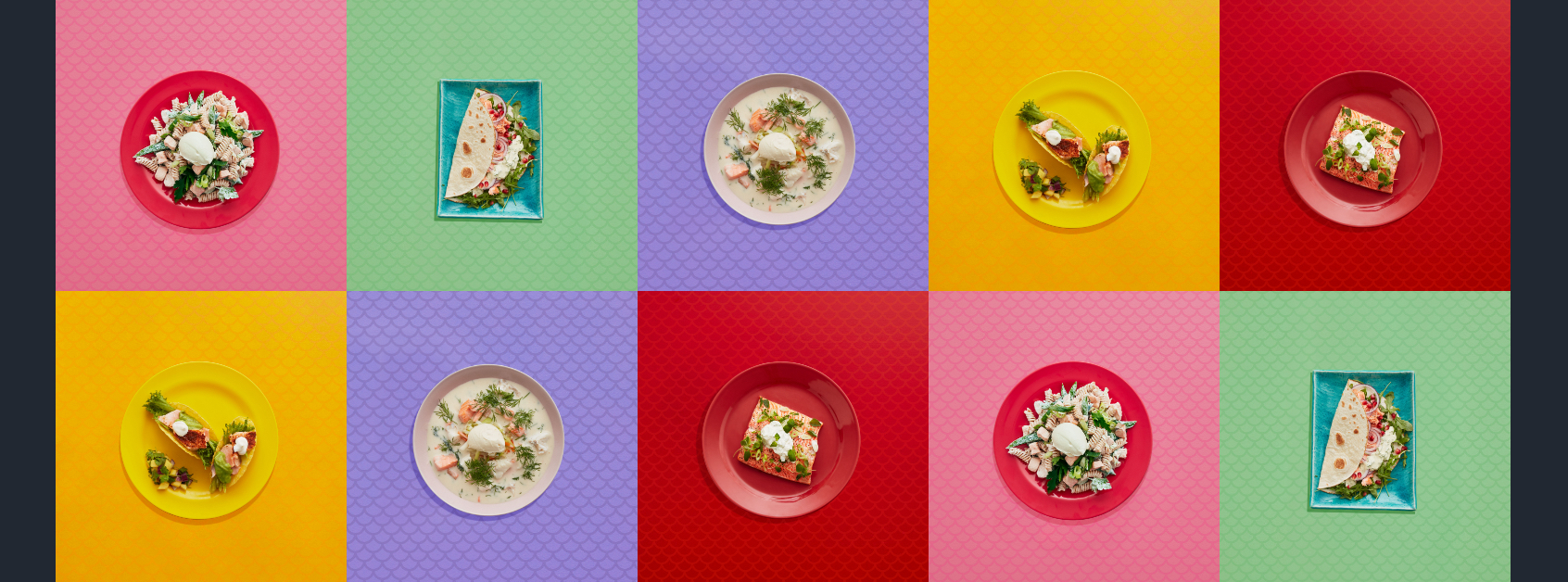 Samlebilde av middagsretter