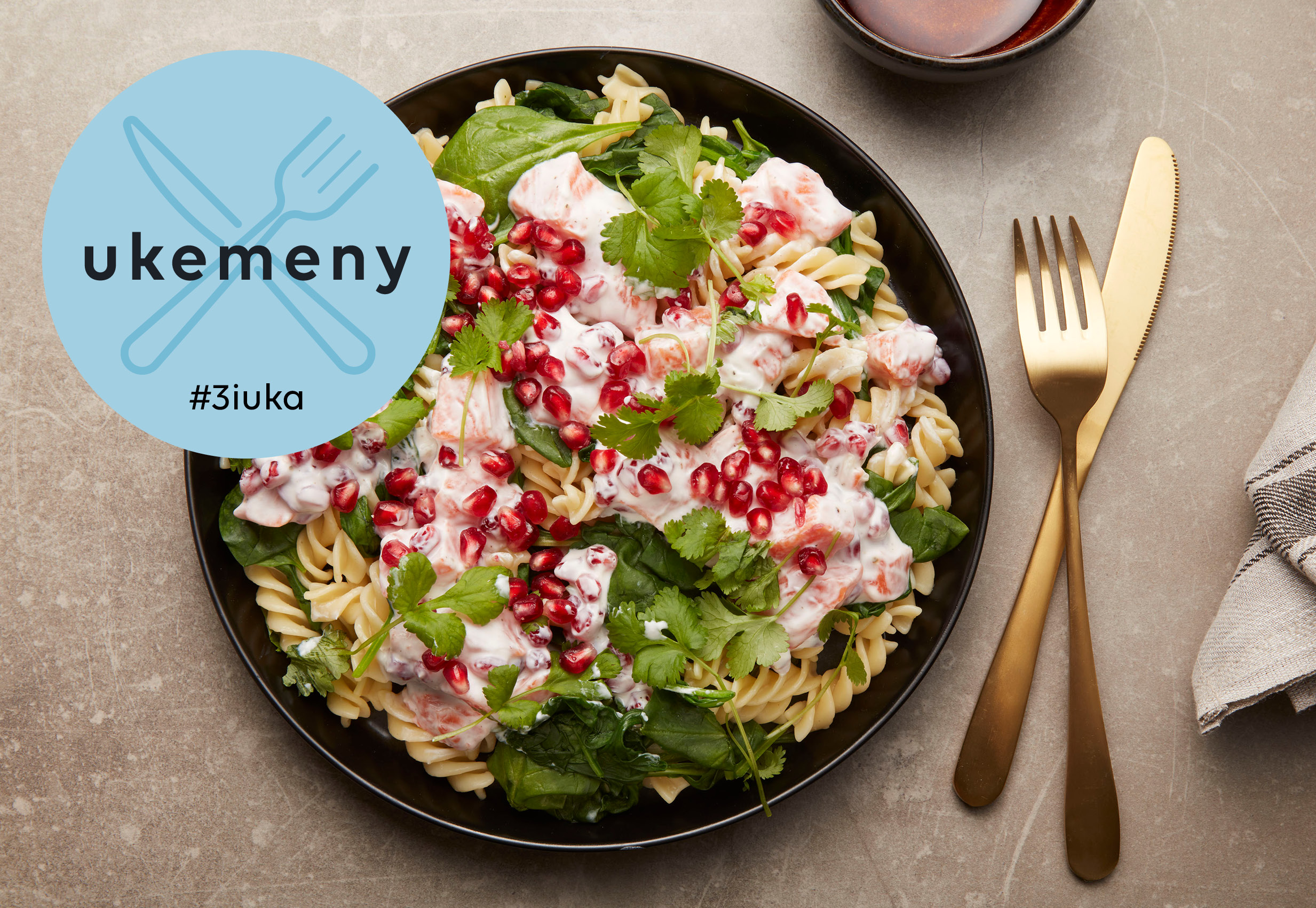 Laks med pasta og koriander